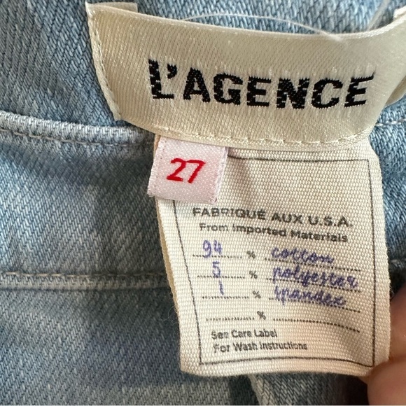 L'AGENCE High Rise Blue Jeans Classic Straight Fit - Picture 5 of 9